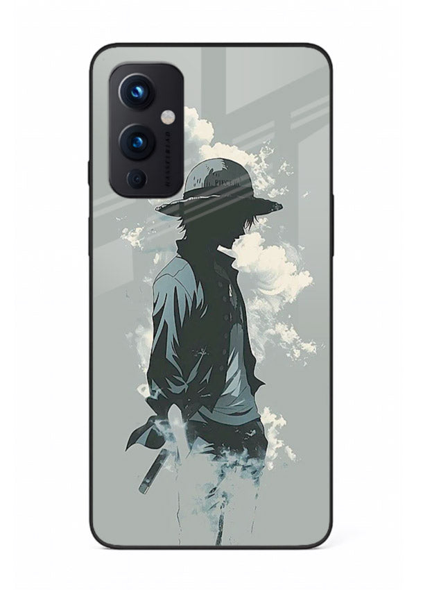 luffy smoky silhouette blue anime art OnePlus 9 Pro glass cover stylish mist design case