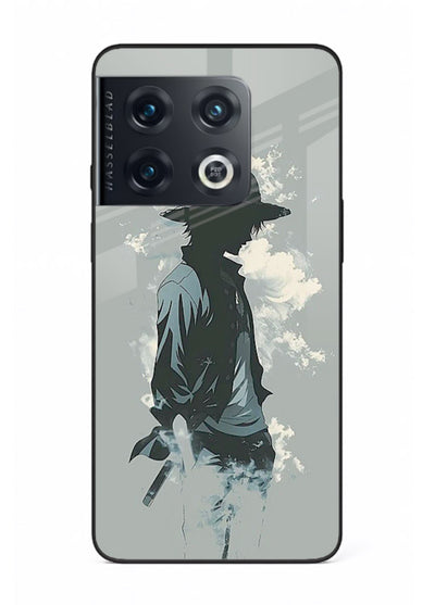 luffy smoky silhouette blue anime art OnePlus 10 Pro glass cover stylish mist design case