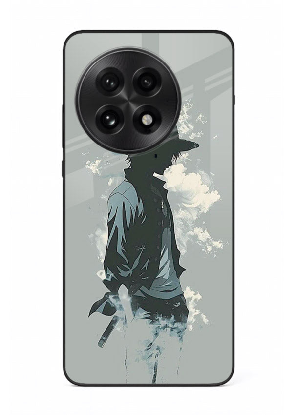 luffy smoky silhouette blue anime art OnePlus 13 glass cover stylish mist design case