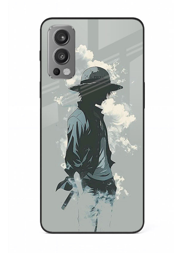 luffy smoky silhouette blue anime art OnePlus Nord 2 glass cover stylish mist design case