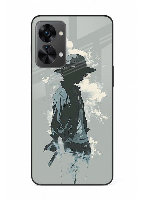 luffy smoky silhouette blue anime art OnePlus Nord 2T glass cover stylish mist design case