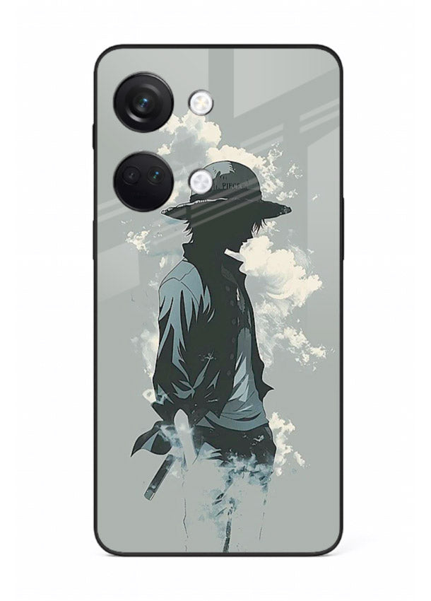 luffy smoky silhouette blue anime art OnePlus Nord 3 glass cover stylish mist design case