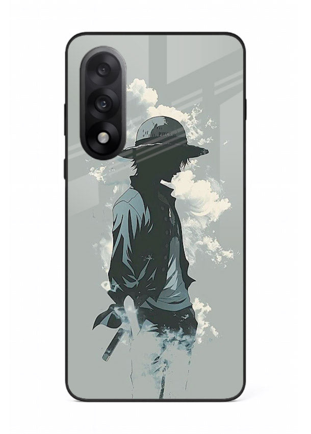 luffy smoky silhouette blue anime art OnePlus Nord 5 glass cover stylish mist design case