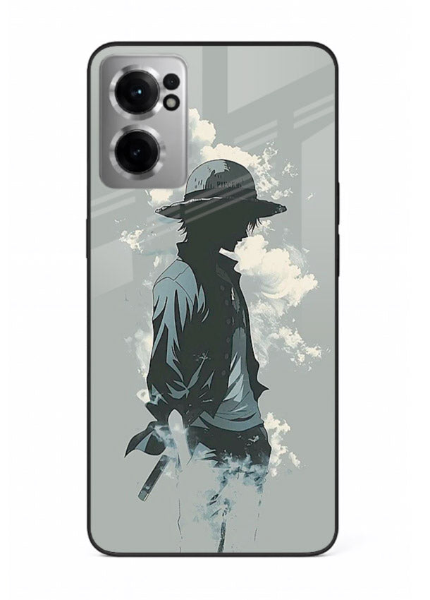 luffy smoky silhouette blue anime art OnePlus Nord CE2 5G glass cover stylish mist design case