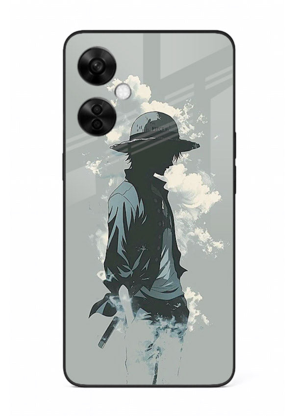 luffy smoky silhouette blue anime art OnePlus Nord CE3 Lite glass cover stylish mist design case