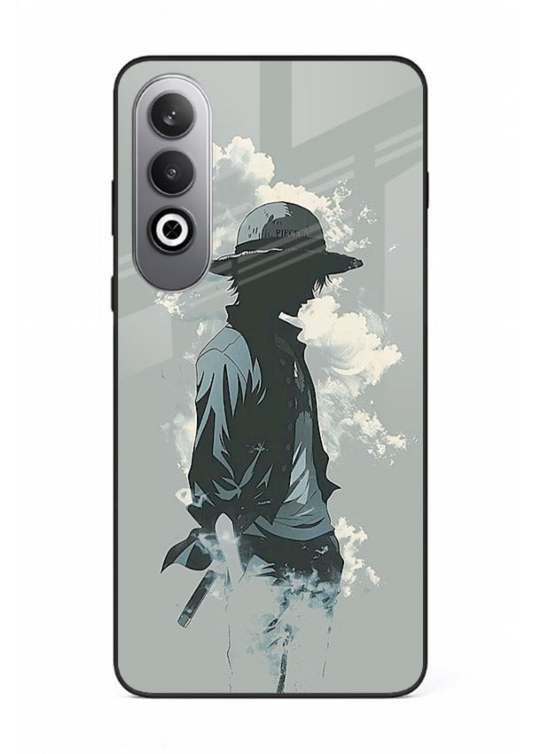 luffy smoky silhouette blue anime art OnePlus Nord CE4 glass cover stylish mist design case