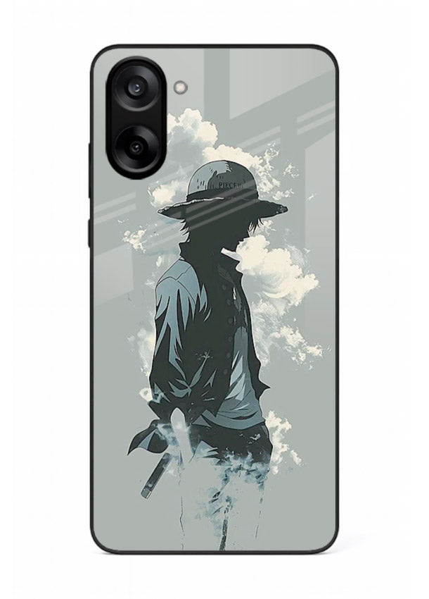 luffy smoky silhouette blue anime art OnePlus Nord CE5 glass cover stylish mist design case