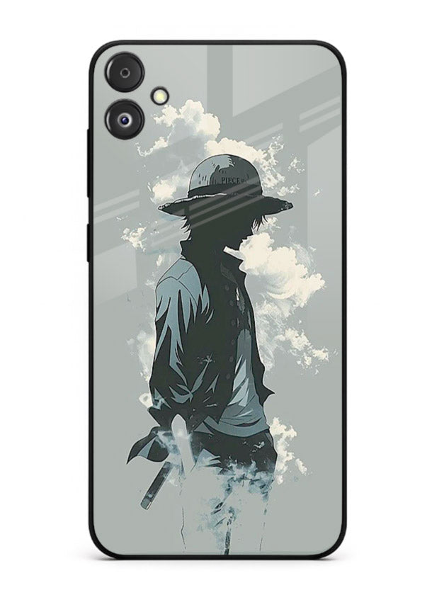 luffy smoky silhouette blue anime art Samsung F14 5G glass cover stylish mist design case