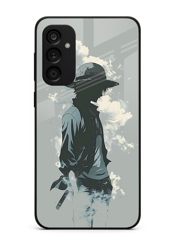 luffy smoky silhouette blue anime art Samsung F54 5G glass cover stylish mist design case