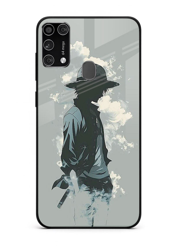 luffy smoky silhouette blue anime art Samsung M31 Prime glass cover stylish mist design case