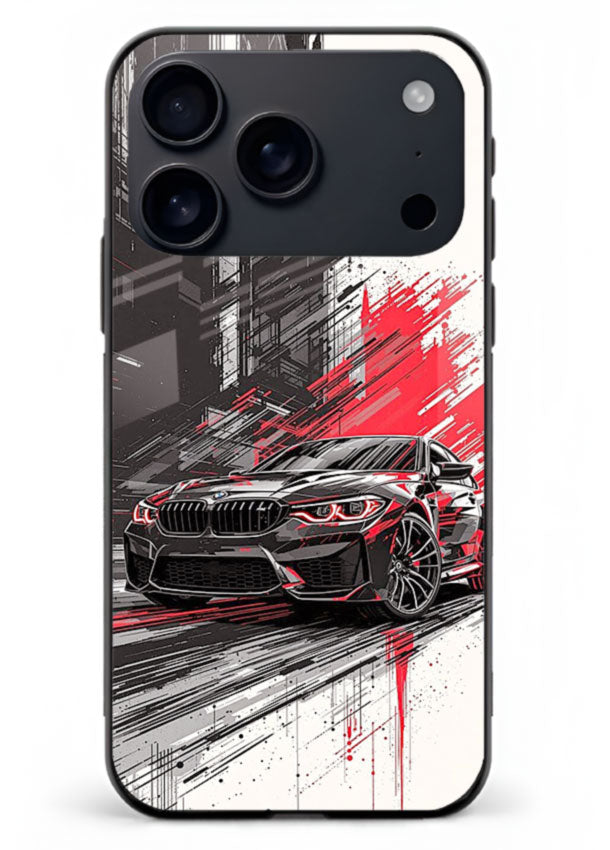 BMW M2 drifting with red brush stroke effect in high speed motion design for iPhone 18 Pro Max