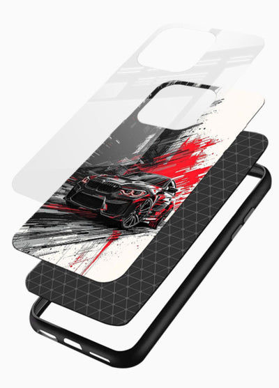 BMW M2 drifting with red brush stroke effect in high speed motion design - 3