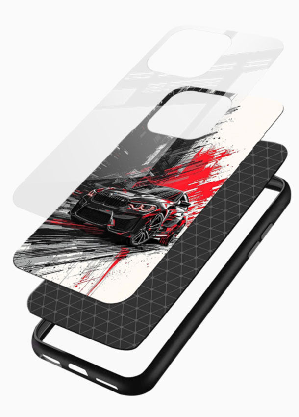 BMW M2 drifting with red brush stroke effect in high speed motion design - 3