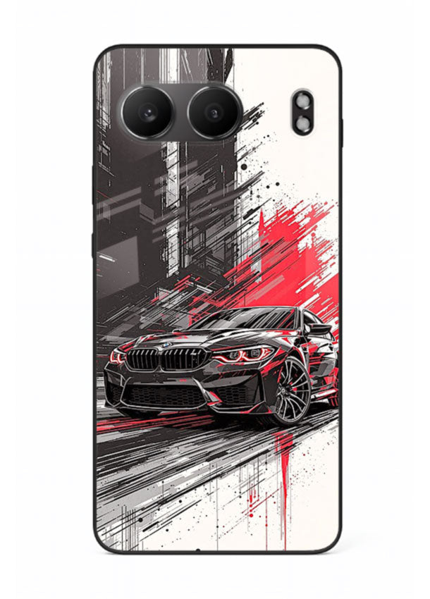 BMW M2 drifting with red brush stroke effect in high speed motion design for OnePlus Nord 4