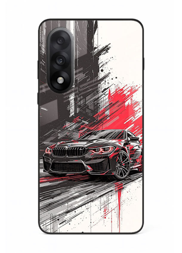 BMW M2 drifting with red brush stroke effect in high speed motion design for OnePlus Nord 5