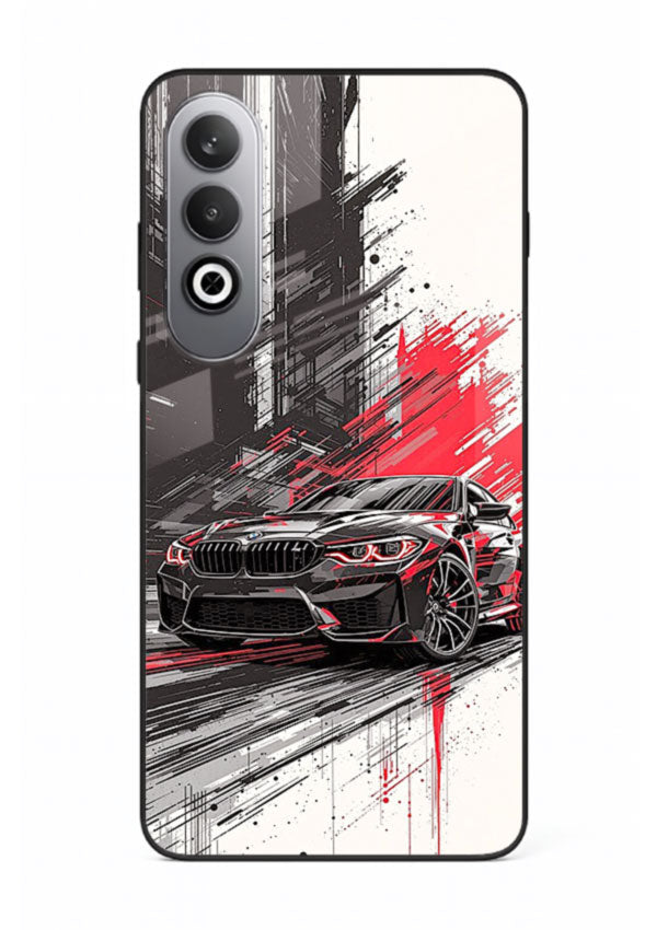 BMW M2 drifting with red brush stroke effect in high speed motion design for OnePlus Nord CE4