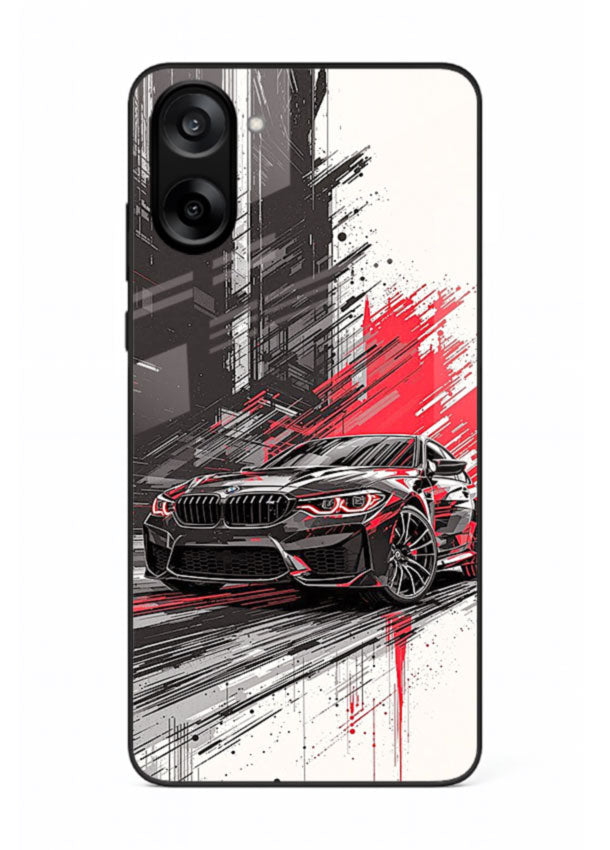 BMW M2 drifting with red brush stroke effect in high speed motion design for OnePlus Nord CE5