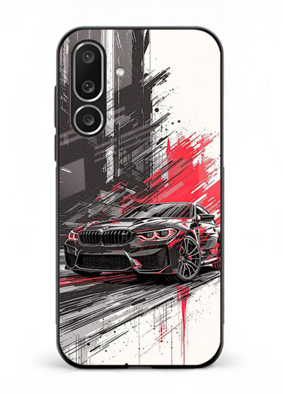 BMW M2 drifting with red brush stroke effect in high speed motion design for Samsung M56 5G