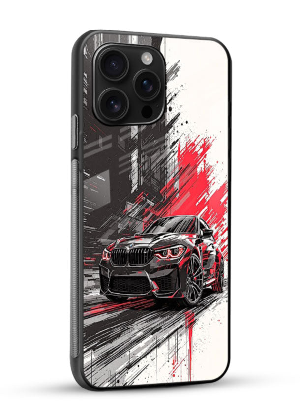 BMW M2 drifting with red brush stroke effect in high speed motion design - 2