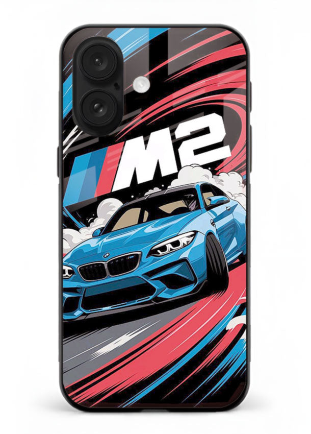 BMW M2 with racing graphic motion effect and sporty design layout for iPhone 18