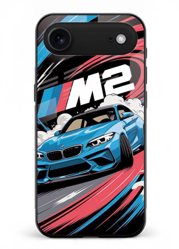 BMW M2 with racing graphic motion effect and sporty design layout for iPhone 18 Air