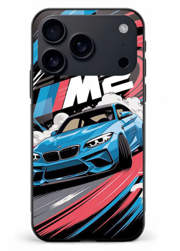 BMW M2 with racing graphic motion effect and sporty design layout for iPhone 18 Pro Max
