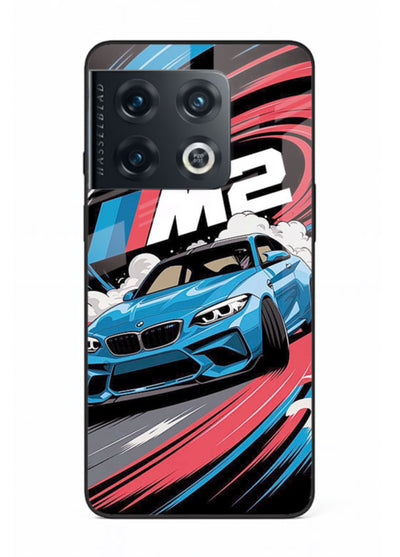 BMW M2 with racing graphic motion effect and sporty design layout for OnePlus 10 Pro