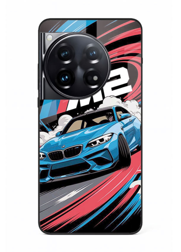 BMW M2 with racing graphic motion effect and sporty design layout for OnePlus 12