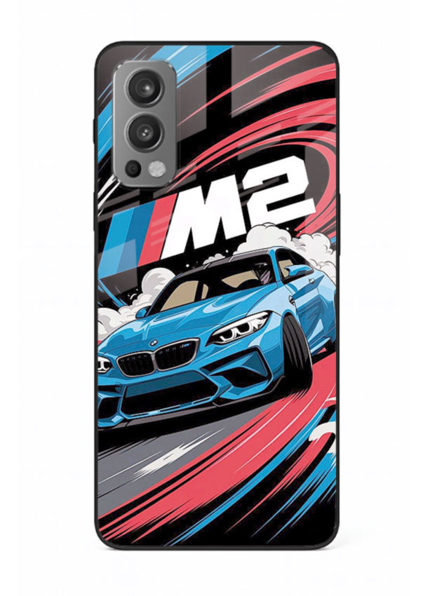 BMW M2 with racing graphic motion effect and sporty design layout for OnePlus Nord 2