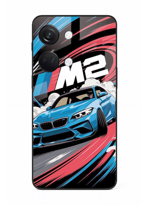 BMW M2 with racing graphic motion effect and sporty design layout for OnePlus Nord 3