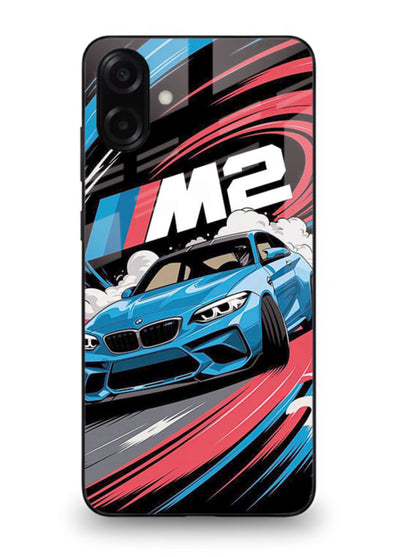 BMW M2 with racing graphic motion effect and sporty design layout for Samsung M13 5G
