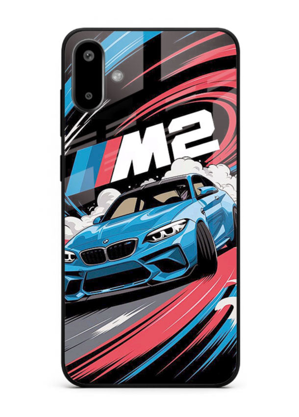 BMW M2 with racing graphic motion effect and sporty design layout for Samsung F06 5G