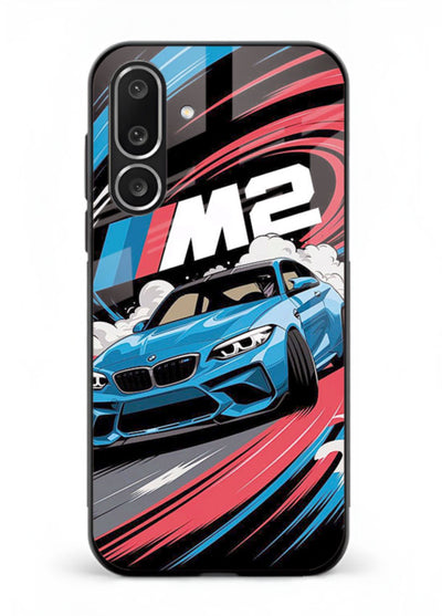 BMW M2 with racing graphic motion effect and sporty design layout for Samsung M56 5G