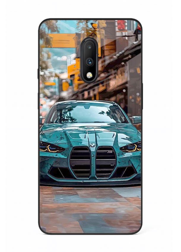 Teal BMW M4 in urban street setting with bold modern styling for OnePlus 7