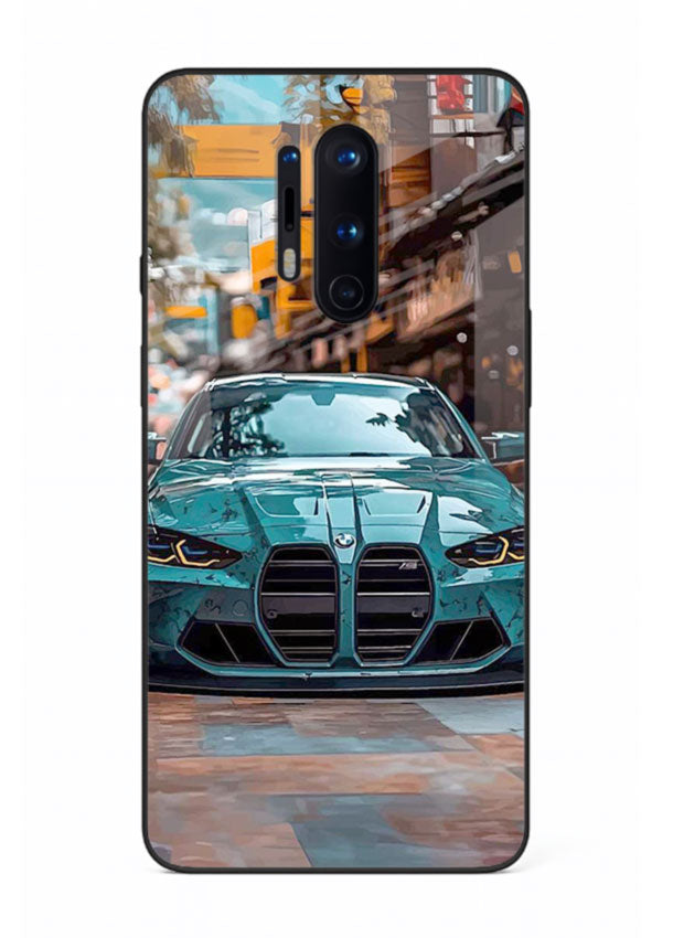Teal BMW M4 in urban street setting with bold modern styling for OnePlus 8 Pro