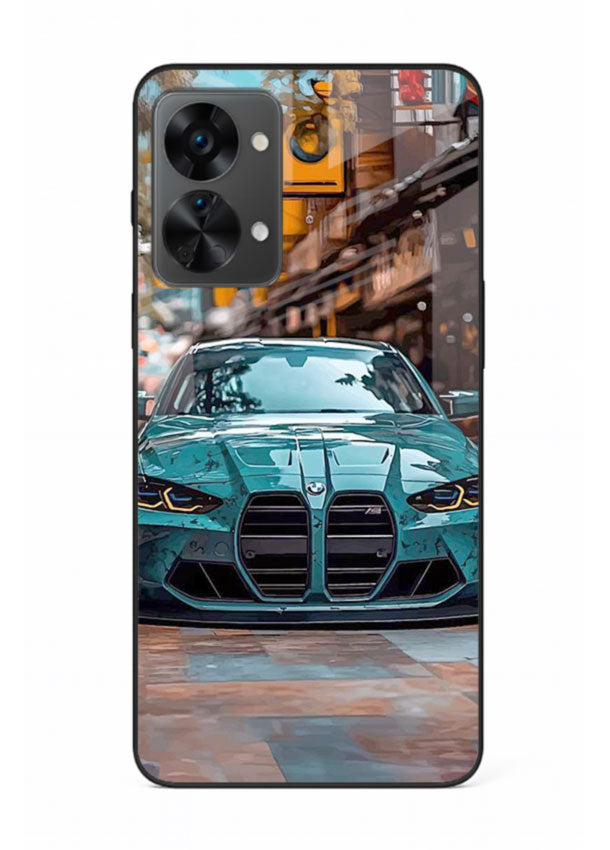 Teal BMW M4 in urban street setting with bold modern styling for OnePlus Nord 2T