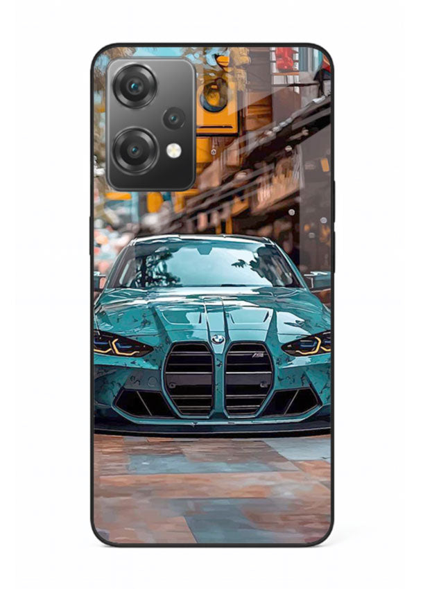 Teal BMW M4 in urban street setting with bold modern styling for OnePlus Nord CE2 Lite 5G