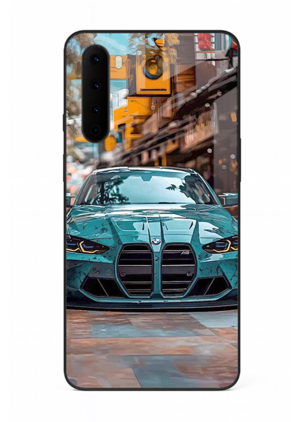 Teal BMW M4 in urban street setting with bold modern styling for OnePlus Nord