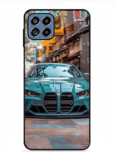 Teal BMW M4 in urban street setting with bold modern styling for Samsung M53 5G