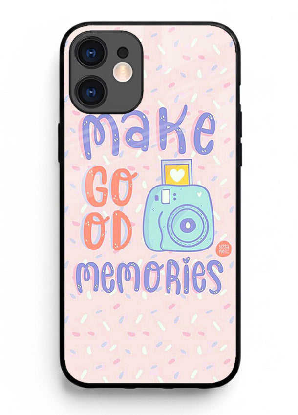 Make Good Memories pastel quote artwork iphone 12 glass back cover