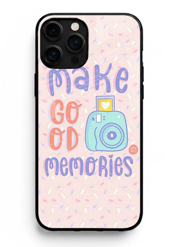 Make Good Memories pastel quote artwork iphone 13 pro max glass back cover