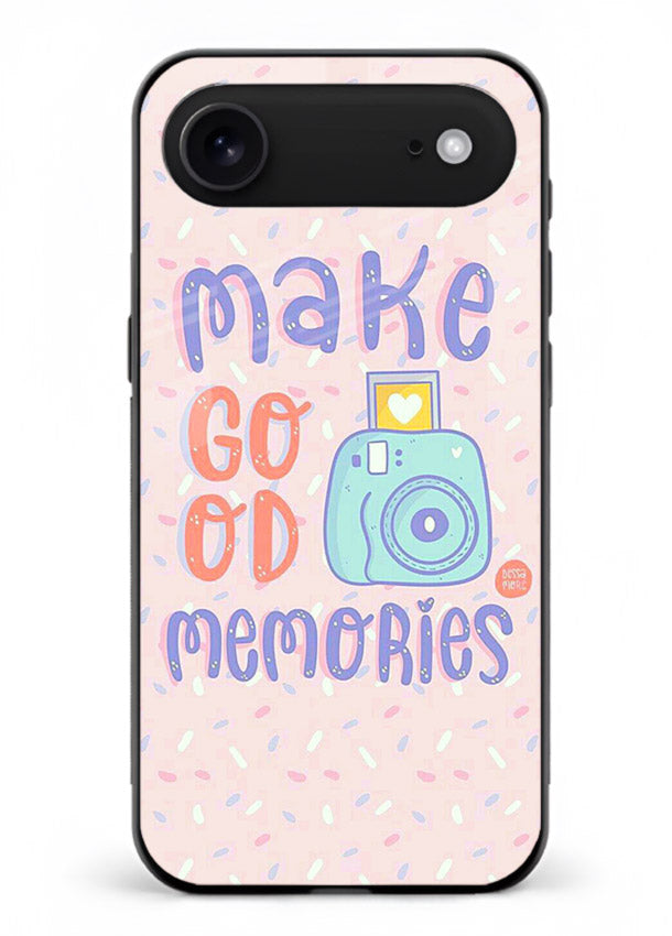 Make Good Memories pastel quote artwork iphone 18 air glass back cover