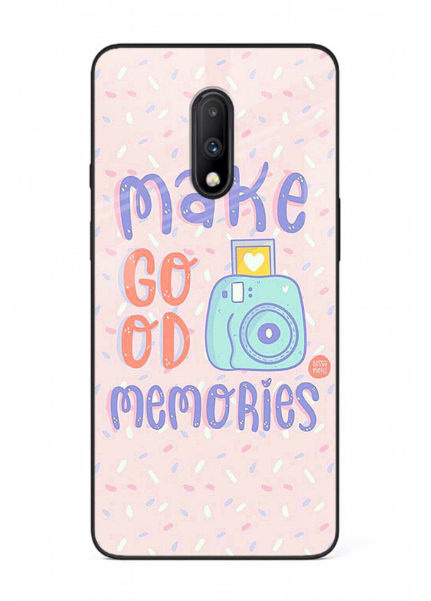 Make Good Memories pastel quote artwork OnePlus 7 glass back cover