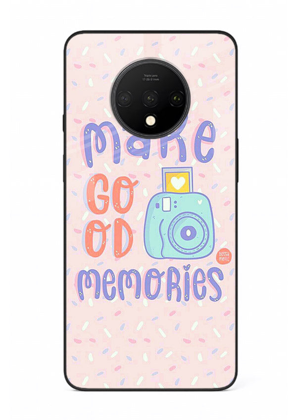Make Good Memories pastel quote artwork OnePlus 7T glass back cover