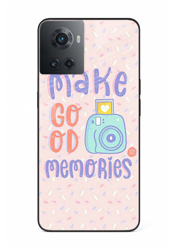 Make Good Memories pastel quote artwork OnePlus 10R glass back cover