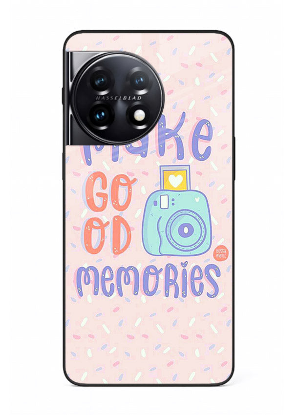 Make Good Memories pastel quote artwork OnePlus 11 glass back cover