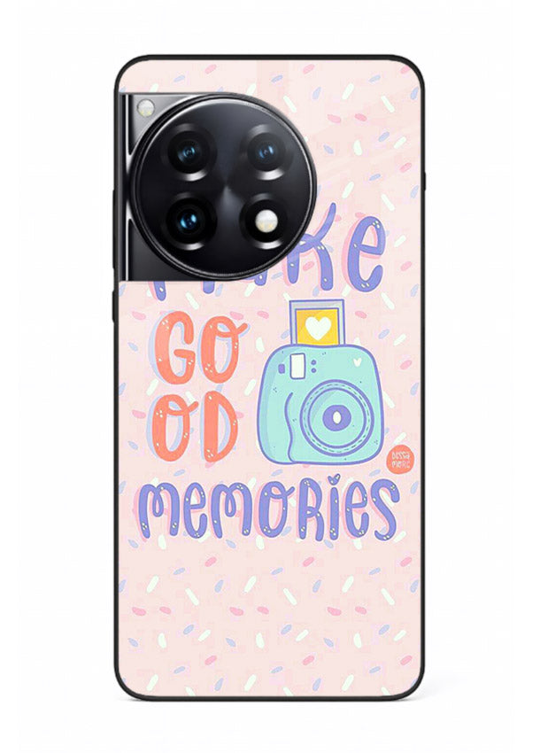 Make Good Memories pastel quote artwork OnePlus 12R glass back cover