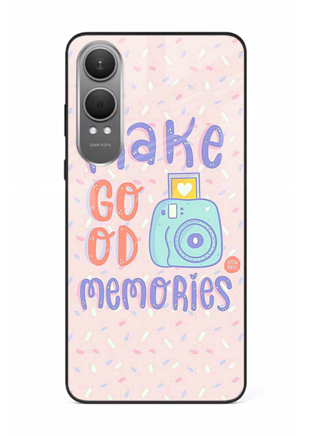 Make Good Memories pastel quote artwork OnePlus Nord CE4 Lite glass back cover