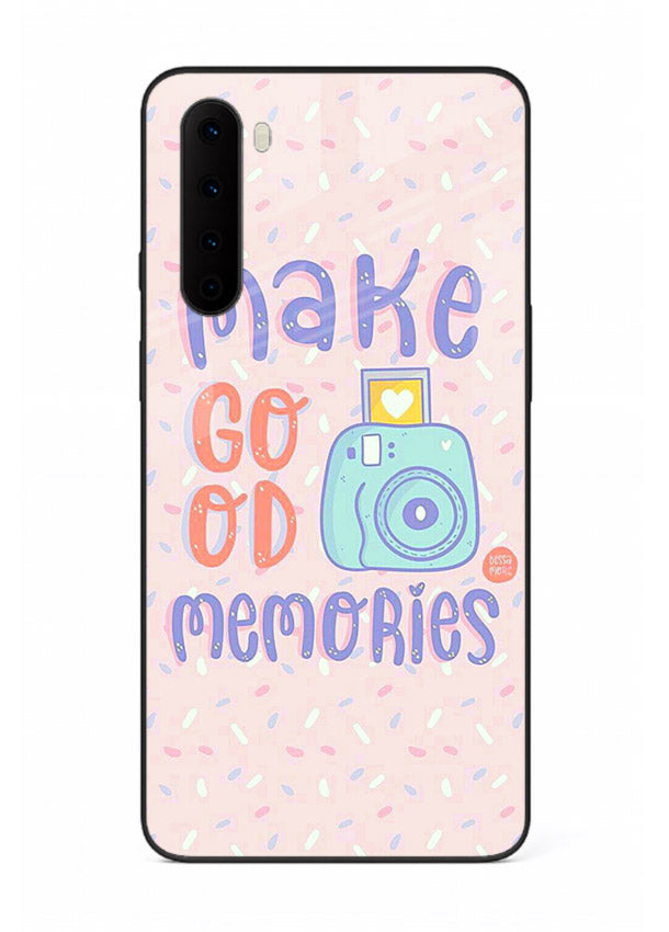 Make Good Memories pastel quote artwork OnePlus Nord glass back cover
