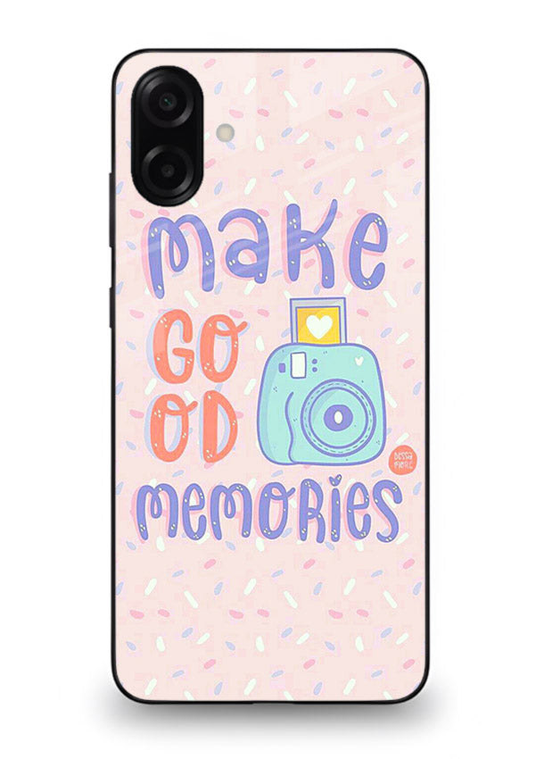 Make Good Memories pastel quote artwork Samsung A07 4G glass back cover
